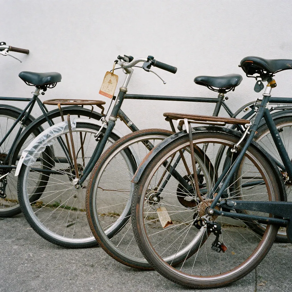 Commuter bikes arranged in storage formation
